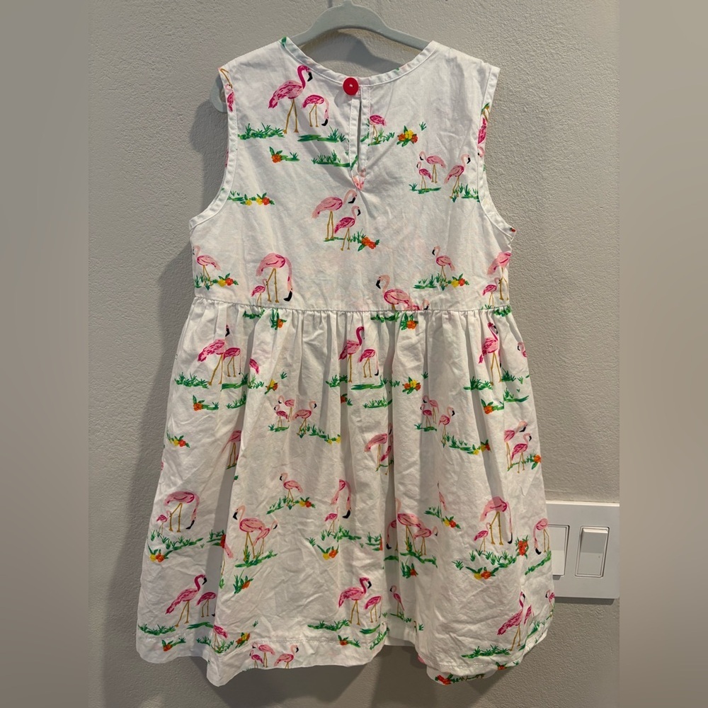Smiling Button Flamingo Print Girls Dress Size 10 EUC Cotton Made in the USA - Picture 7 of 16